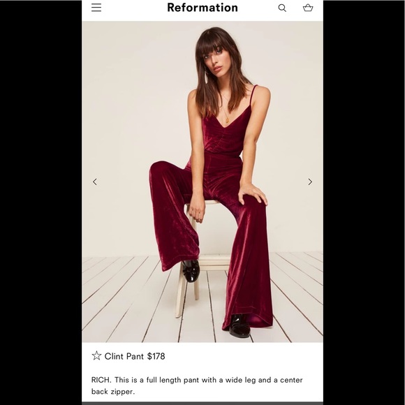 Reformation Clint Pant in Crimson Sz 10 - Picture 5 of 7